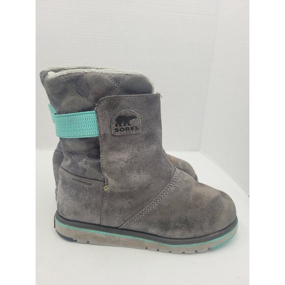 Sorel Rylee Boots Girls 4 Gray Suede Camo Camouflage Faux Fur Lined Waterproof - Picture 6 of 12